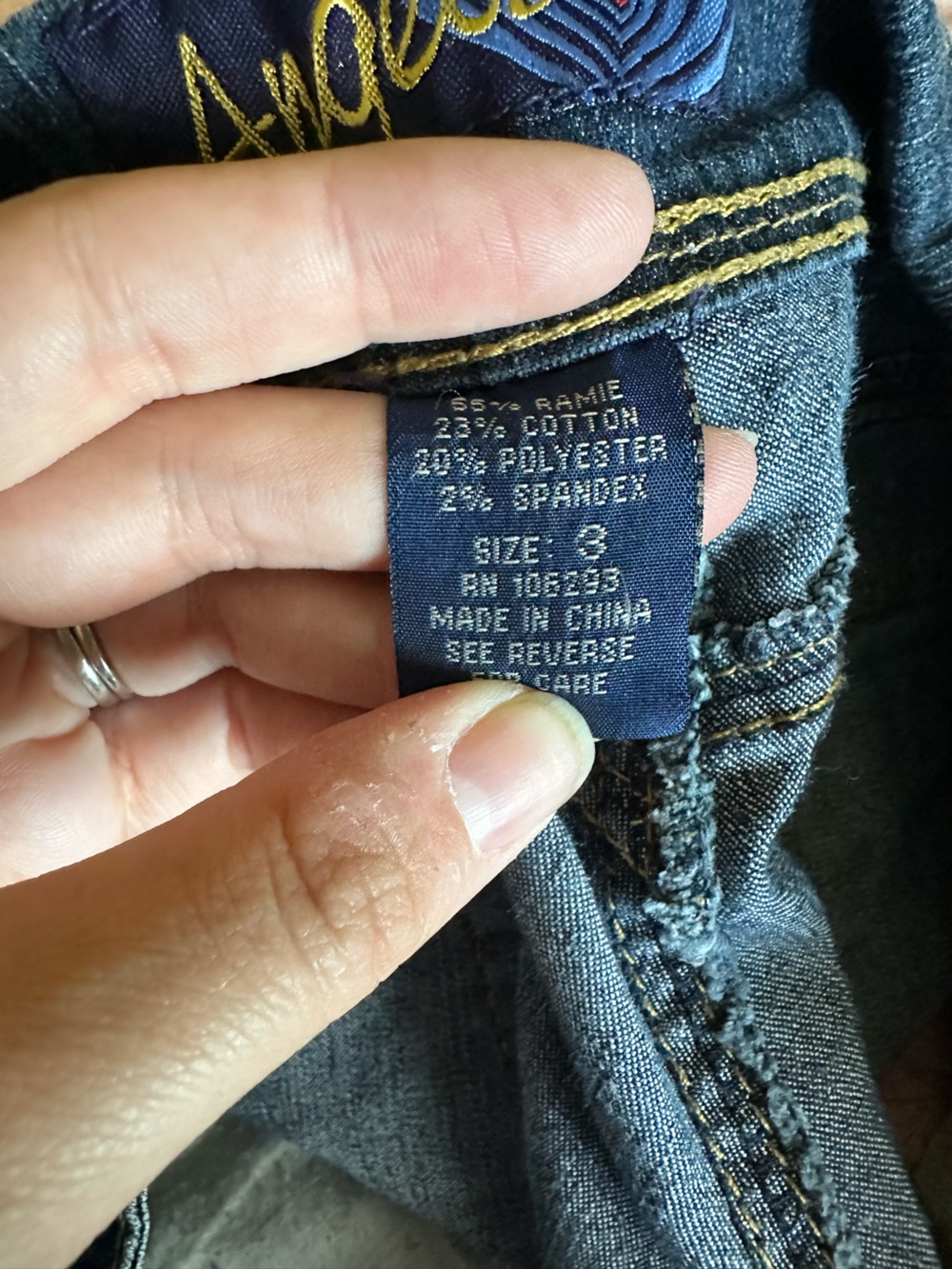 Angels Dark Blue Denim Jean Shorts - Picture 3 of 3